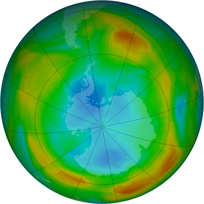 Antarctic ozone map for 26 August 1980